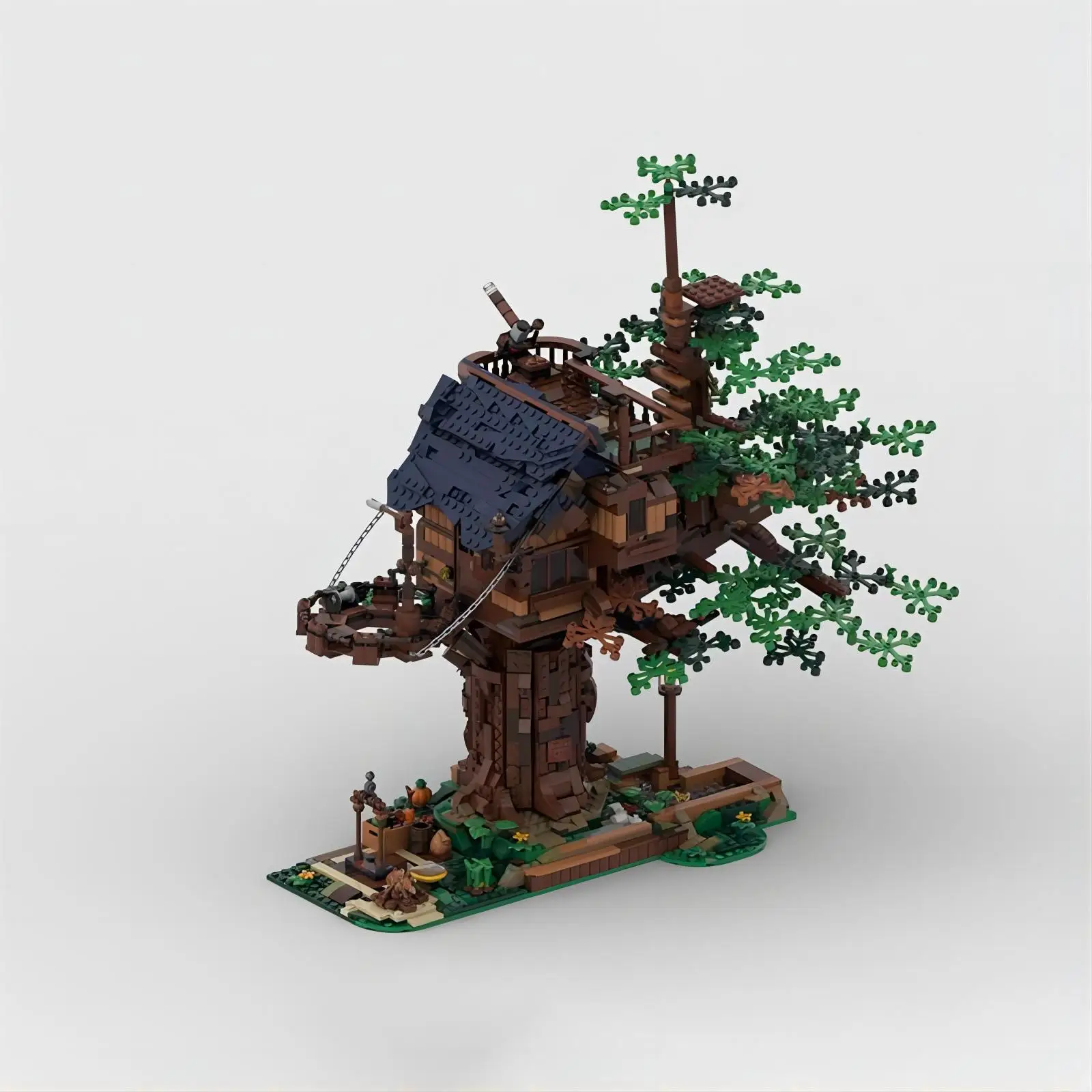 MOC building block 136420 creative forest lakeside new life tree house scene building assembly toy ornament