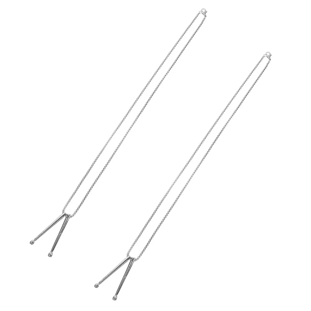 

2Pcs Drumstick Necklace Chains Metal Aesthetic Women Men Pendant Jewelry Sticks Drumsticks Durable Gifts