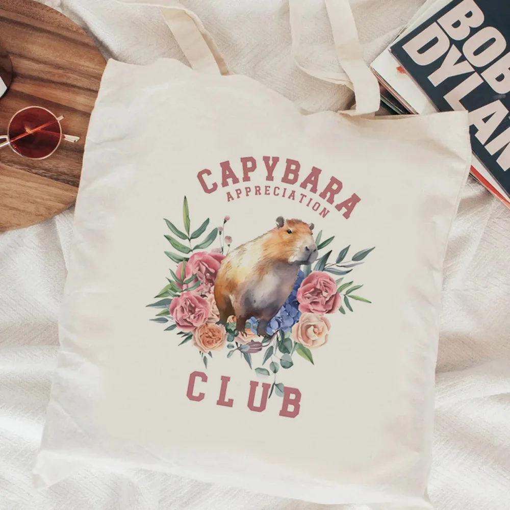 Capybara shopping bag jute bag reusable shopper tote eco bag sacola woven tote bolsas ecologicas cabas