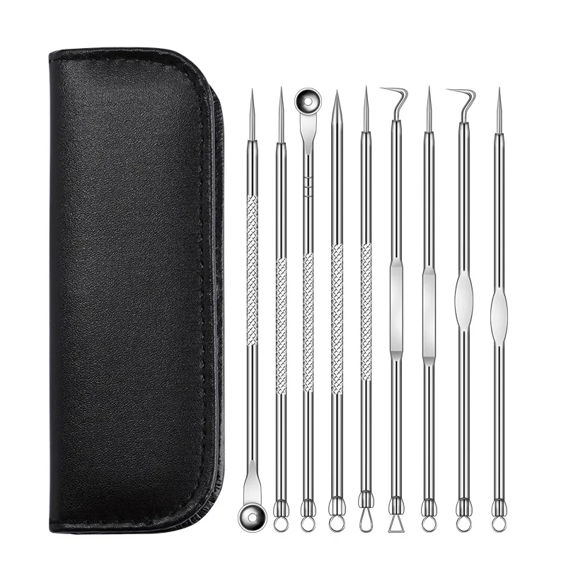 Roestvrijstalen acne-naaldclip met dubbele kop Verwijderen van acne-mee-eters Beauty Tool Set Mee-eters verwijderen met acne-naalden