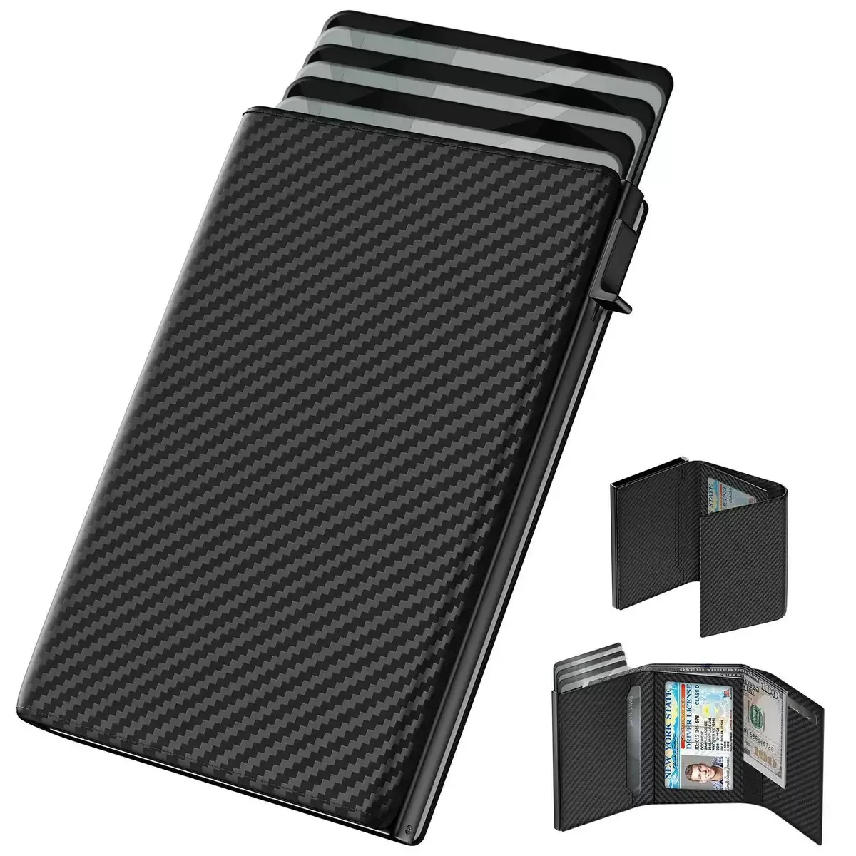 Wallet Card Holde  Pop Up PU Case,  Smart, RFID Blocking, Minimalist, Front Pocket 9-14 Card Capacity | ID Window | Cash Slot