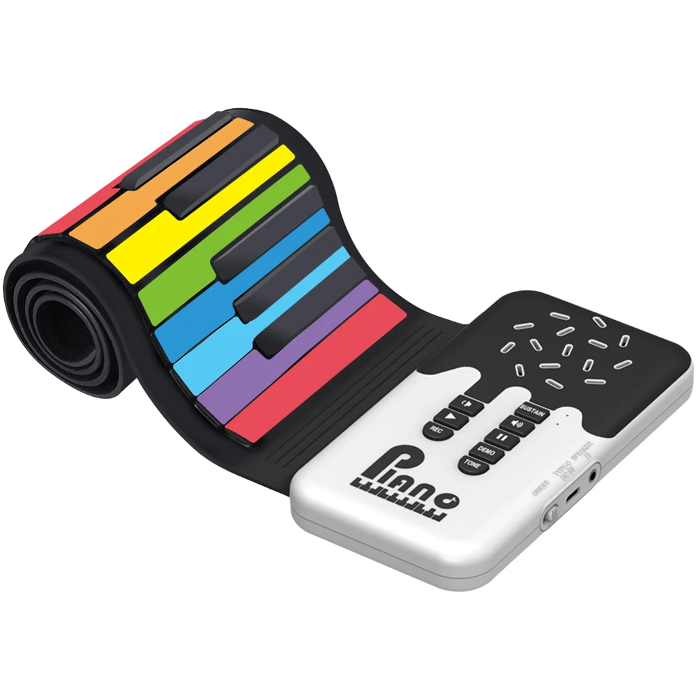 

49 Keys Flexible Roll Up Piano Portable Educational USB Input MIDI Out Bluetooth-Compatible Mp3 Headphone Gift for Children
