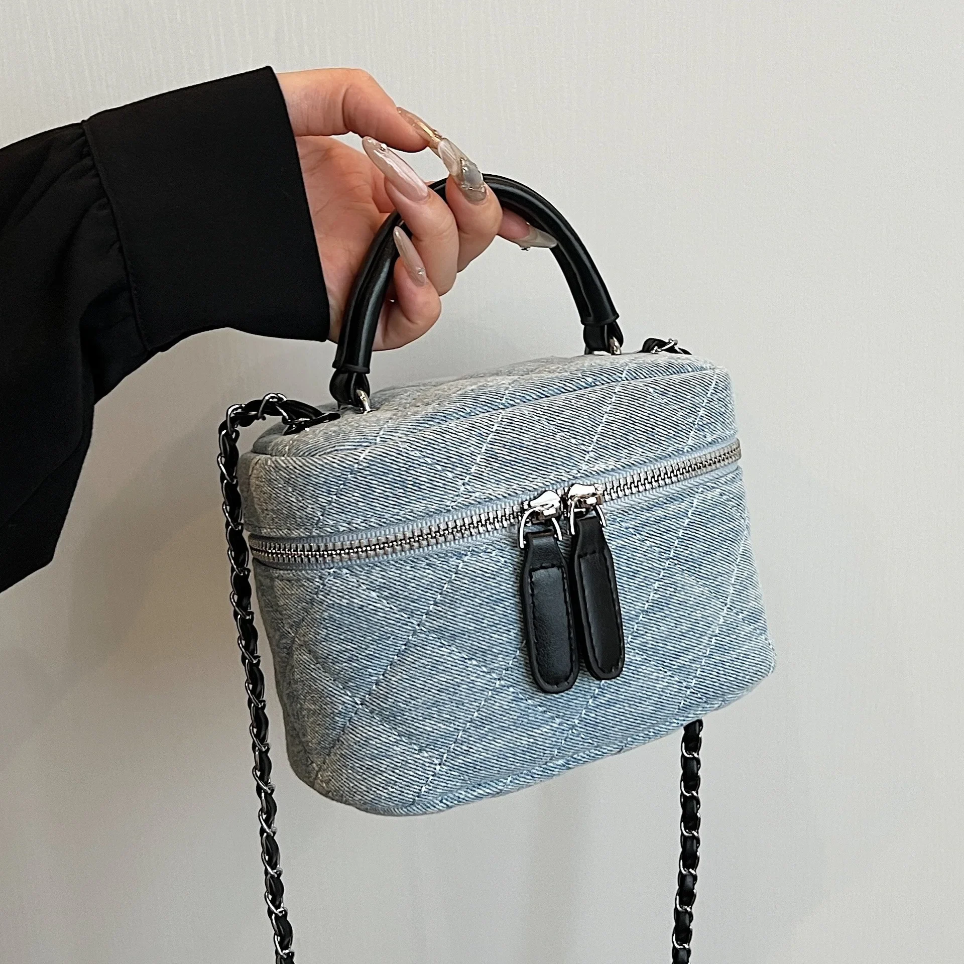 Denim Box Tote torby na ramię Crossbody dla kobiet torebki i portmonetki 2024 nowy modny design torba wysokiej jakości