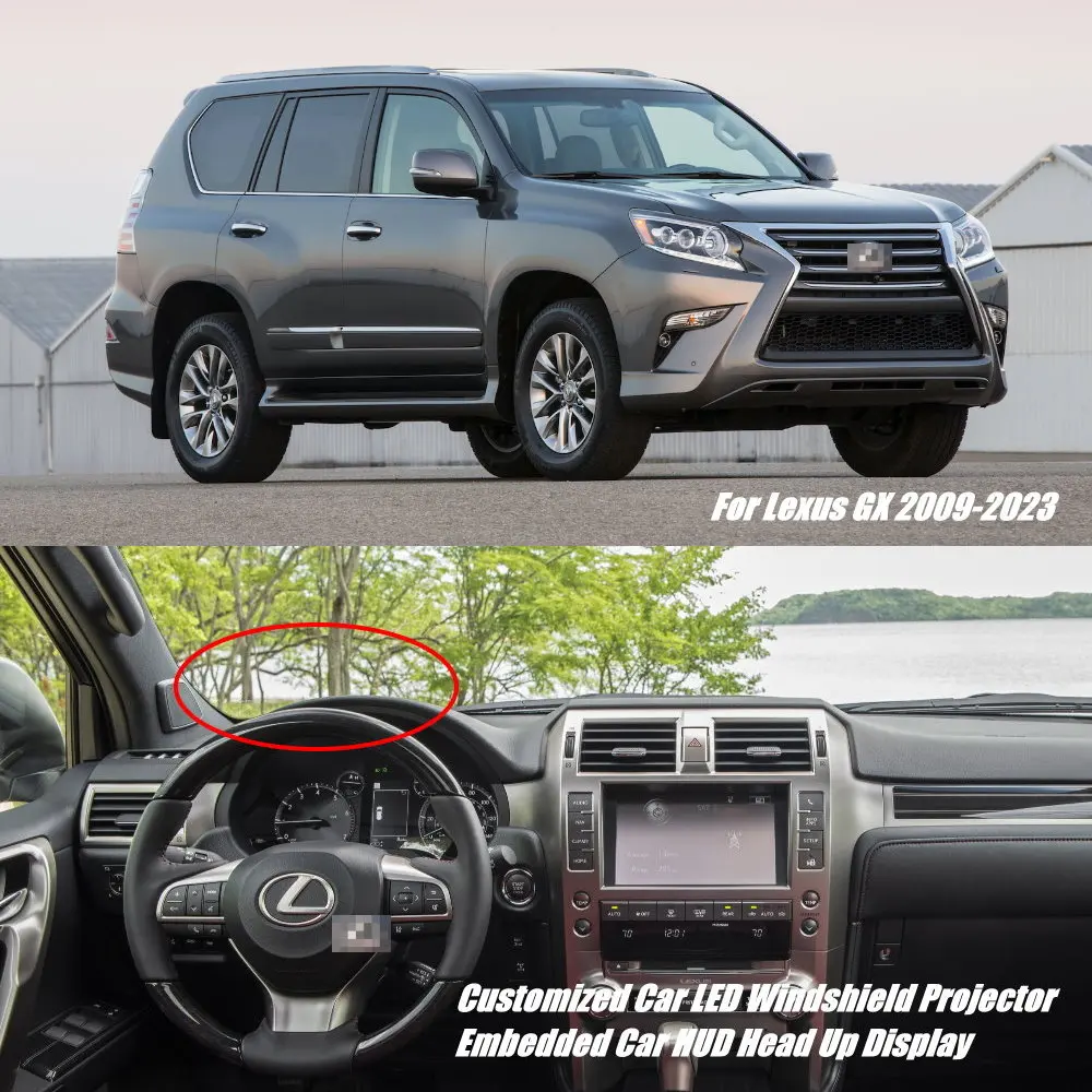 Car LED Projector For Lexus GX GX400 GX460 (J150) 2009-2023 Auto HUD Head Up Display Windshield Driving Assistance Accessories