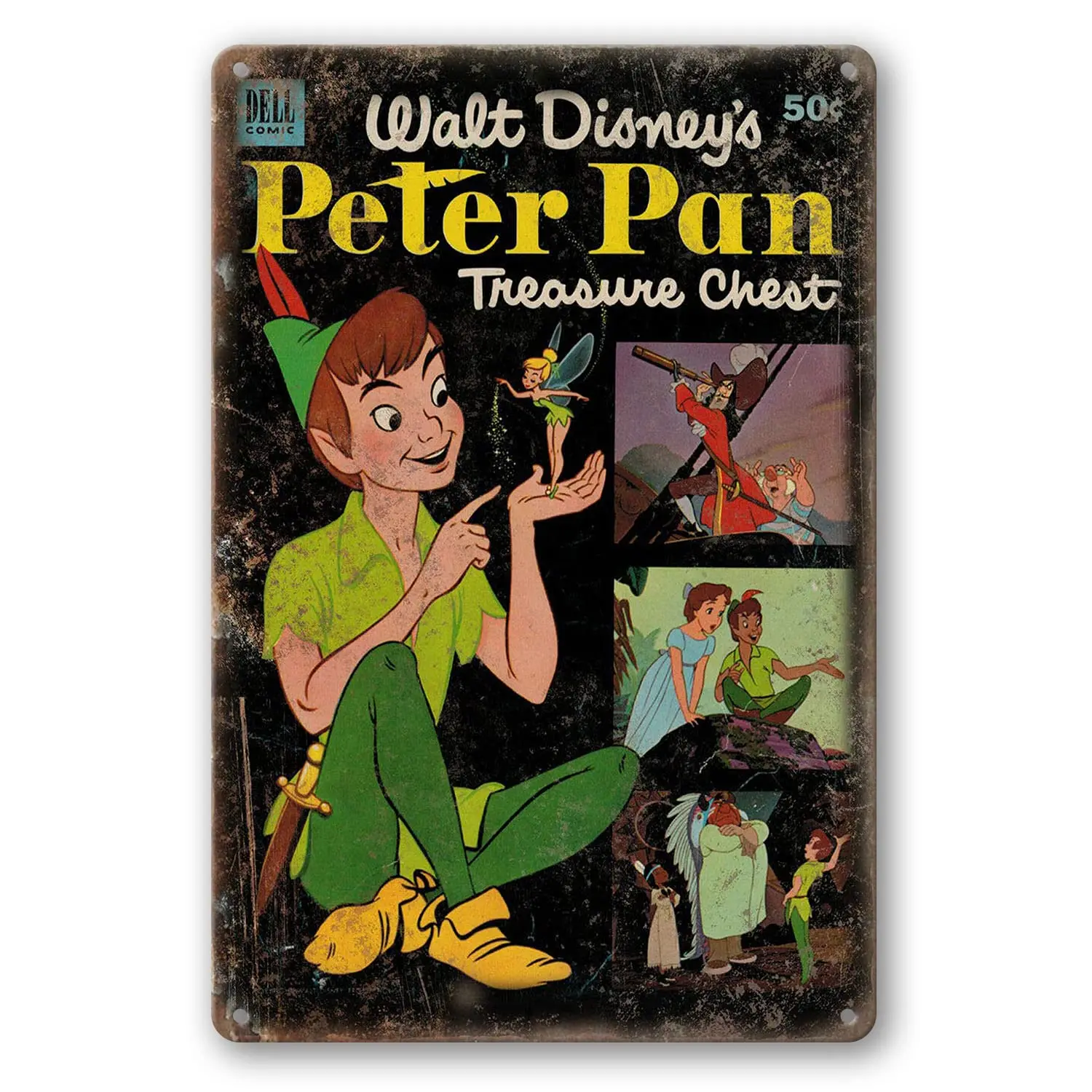 Peter Pan Comic Book Tin Sign Retro Wall Decor Metal Sign 12x8inch Art Poster Tin Plaque