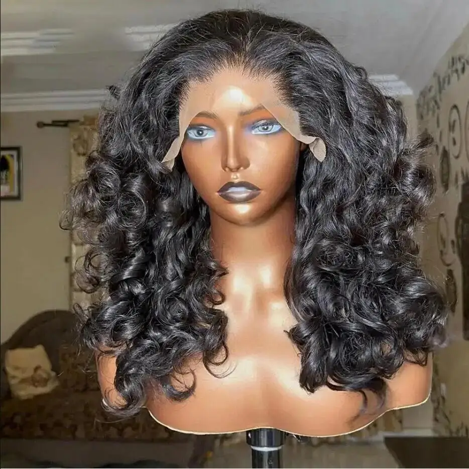 

Long 26" Glueless Soft Natural Black Deep Wave Lace Front Wig For Women With Baby Hair Preplucked Heat Resistant Daily