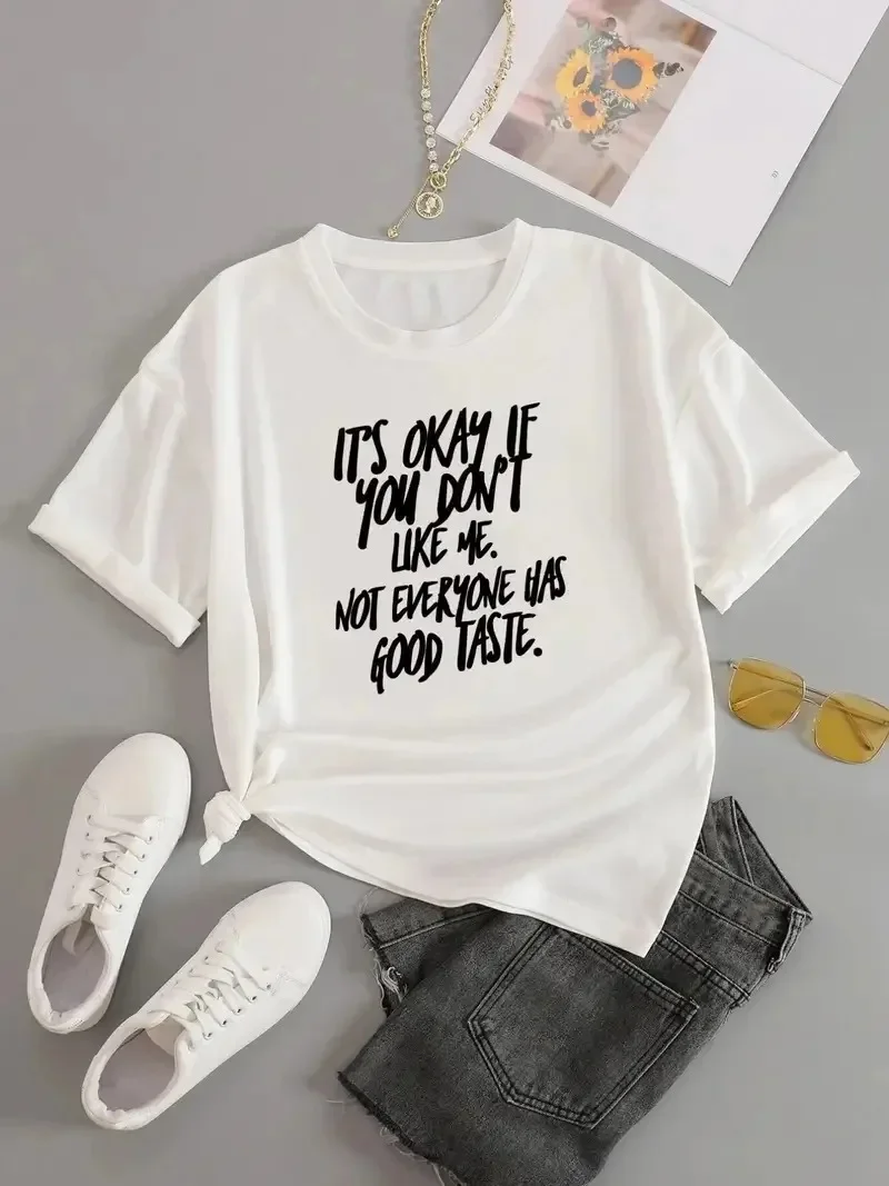 Fashion Summer T-Shirts Tops, Women's Clothing Casual NOT EVERYONE HAS GOOD TASTE Print Crew Neck T-shirt, Loose Short Sleeve