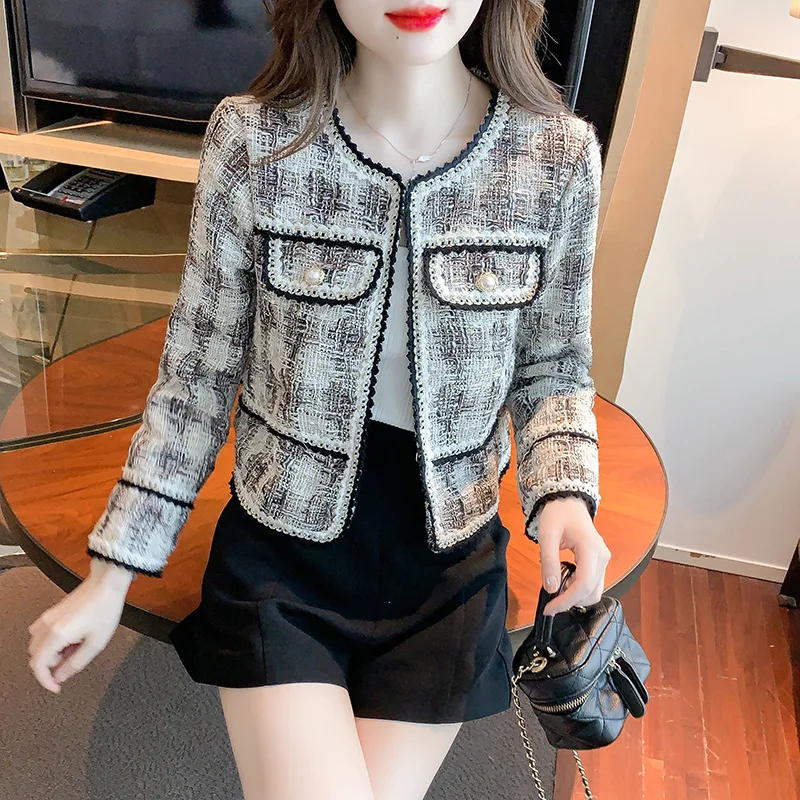 

Luxury Brand Tweed Jacket Women Autumn Winter Vintage Fragrance Coats Outerwear Jaqueta