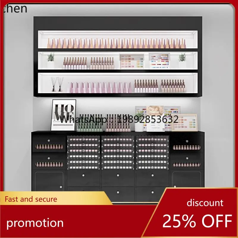 ZMLSimple Modern Black Nail Display Cabinet Nail Polish Storage Wall-Mounted Rack Other Wood
