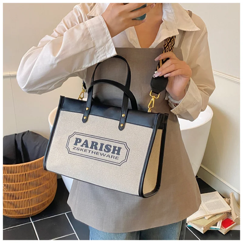

2025 Luxury Monogram Tote Bag for Women Spacious Work Commute Shoulder Purse with Adjustable Crossbody Strap