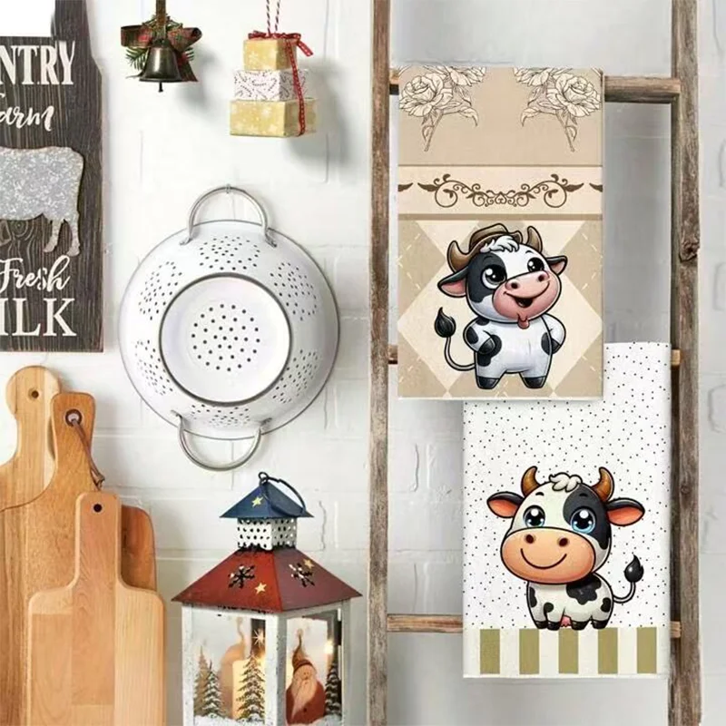 2枚セット、かわいい牛柄キッチンタオル、40cm*60cmタ - Kitchen Baking Cloth のレビューと価格