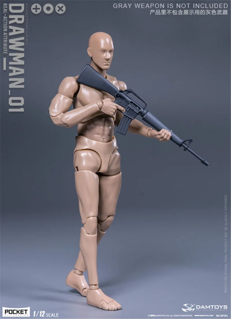 DAMTOYS DPS01-09 1/12 Male Narrow Shoulder Drawman Body Jelly Candyman Collectible 6 Inch Action Figure Testman Toy Dolls