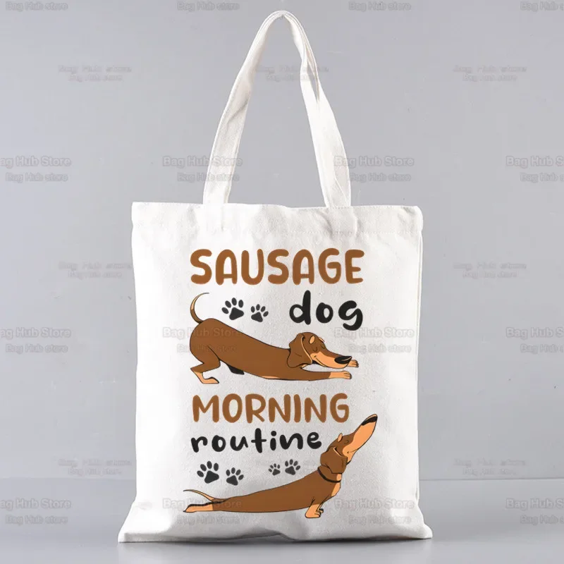 

Dachshund Teckel Funny Cute Dog Animal Canvas Shoulder Tote Bag Handbags Eco Reusable Shopping Bag Vintage Fashion Ulzzang Bags