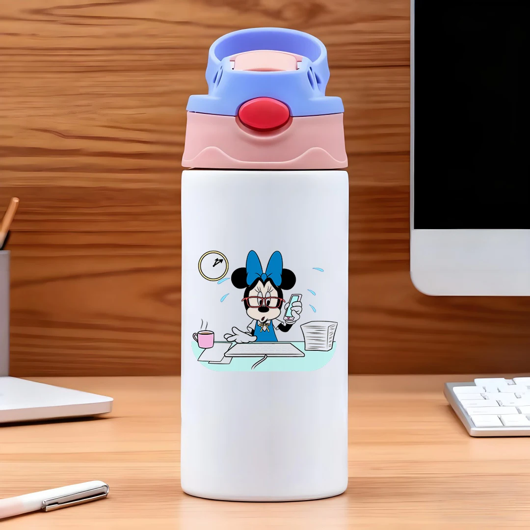 

Disney skull head cigar trendy font background element 304 stainless steel cartoon straw cup children's water cup New Year gift