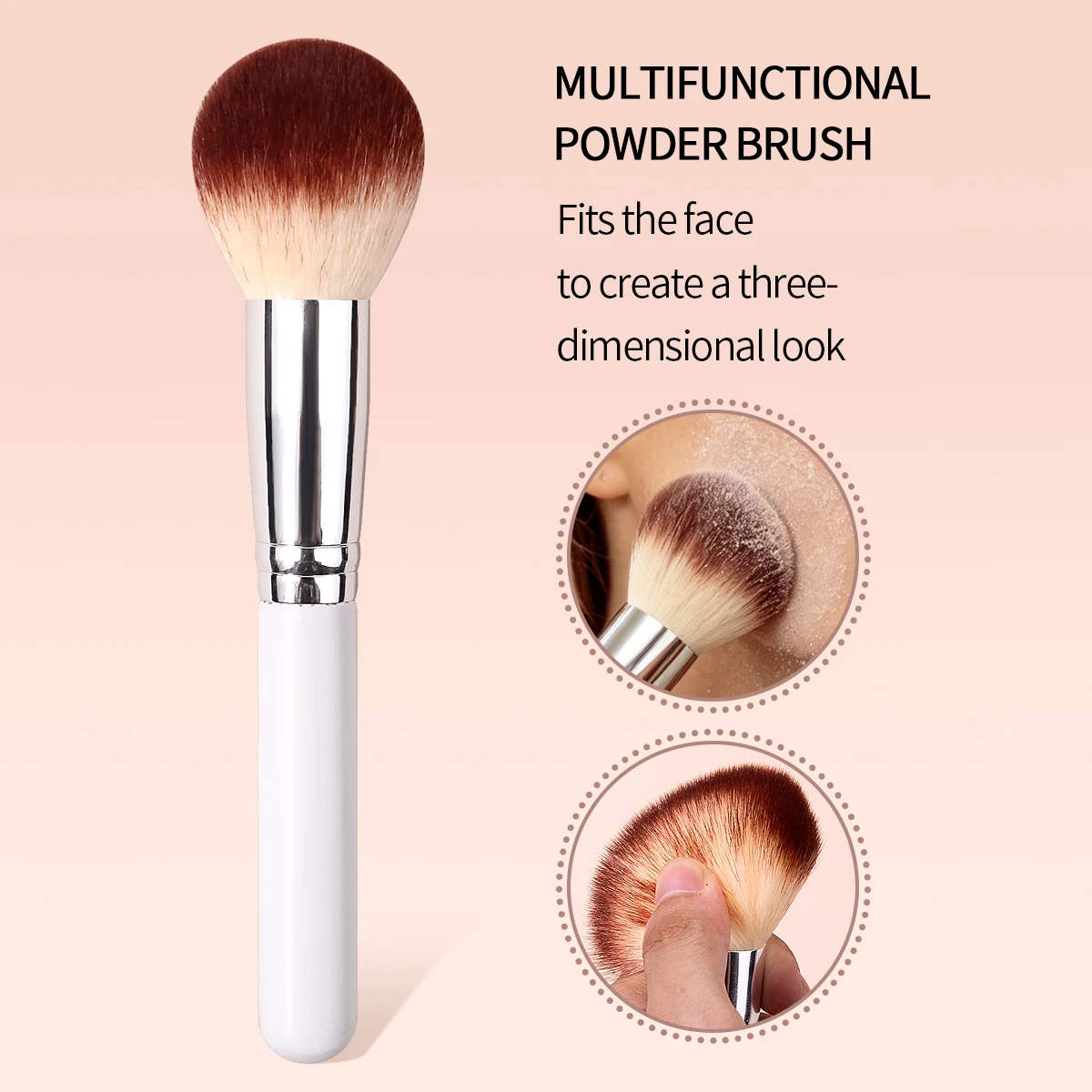 1 Stück Großer Weicher Puderpinsel mit Weißem Griff, Multifunktionaler Gesichtspinsel für Loses Puder, Rouge, Bronzer, Kosmetik-Make-up-Tool