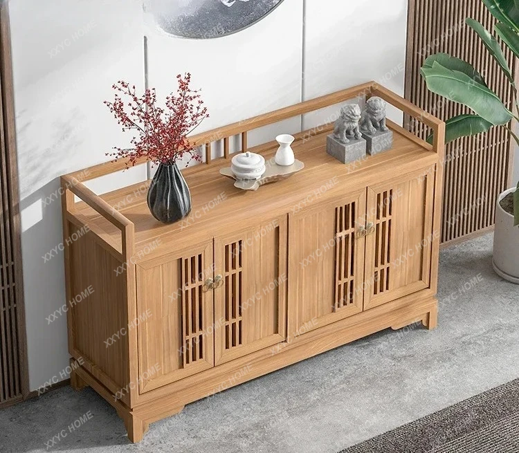 S New Chinese Style Sideboard Cabinet Solid Wood Wall Low Table Entrance Cabinet