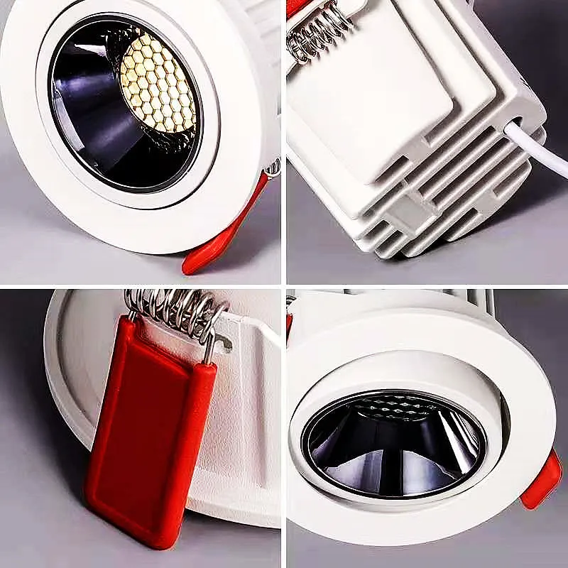 ไฟดาวน์ไลท์ LED แบบฝัง ปรับมุมได้ ป้องกันแสงสะท้อน 9W 12W 15W 18W 24W 110V 220V สำหรับติดเพดาน ห้องครัว ห้องนั่งเล่น ในอาคาร