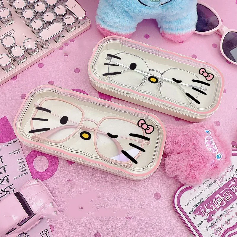 Cartoon Sanrio Nearsighted Glasses Organizer Hello Kittys Accessories Cute Kawaii Anime Glasses Case Portable Toys for Girl Gift