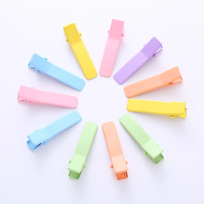 40Pcs/Lot Children Hair Accesories 3.5cm Candy Color Double Pronged Hairpin Paint Frosted One-Word Barrette Cute Girls Headdress