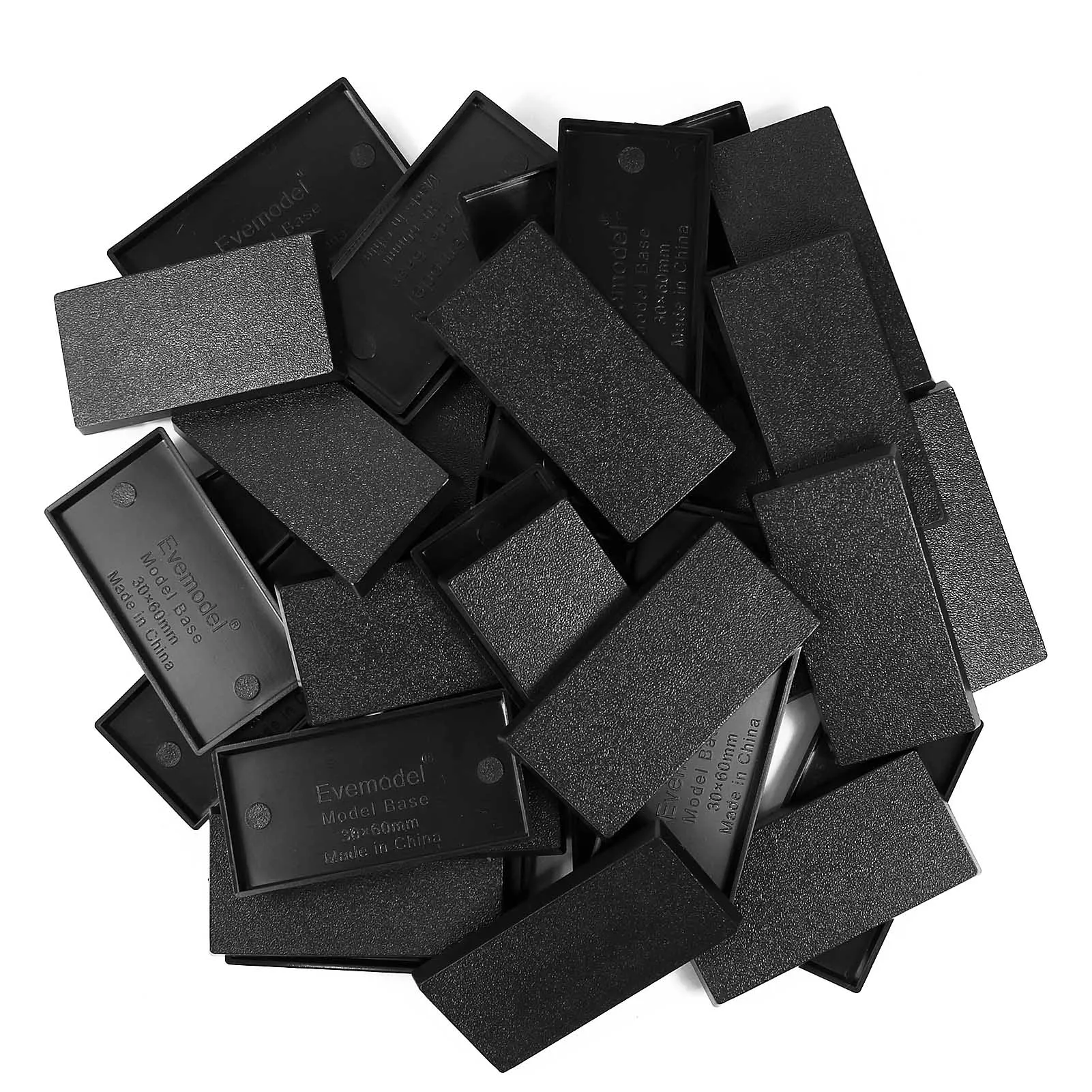 Evemodel 50pcs 30mmX60mm Rectangle Bases Plastic Black Miniature for  Wargames MB3060