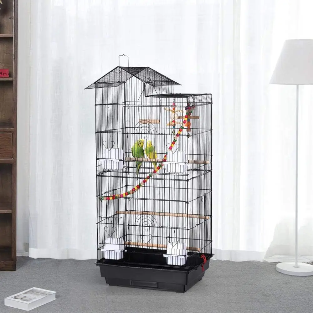 Yaheetech 39inch Roof Top Large Flight Parrot Bird Cage for Small Quaker Parrot Cockatiel Sun Parakeet Green Cheek Conure Budgie