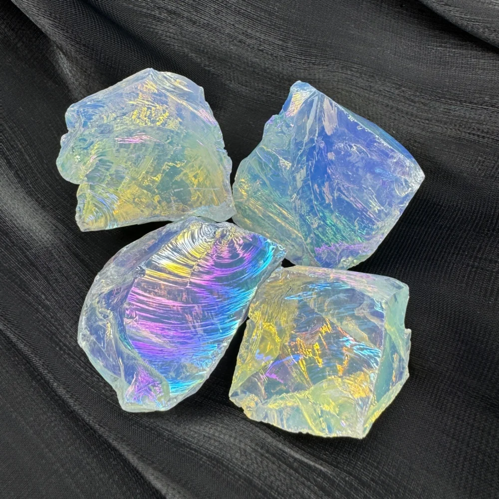 Aura Opalite Crystal Electroplated Glitter Raw Stone Mineral Specimen Gemstone Home Room Decoration Reiki Healing Gift