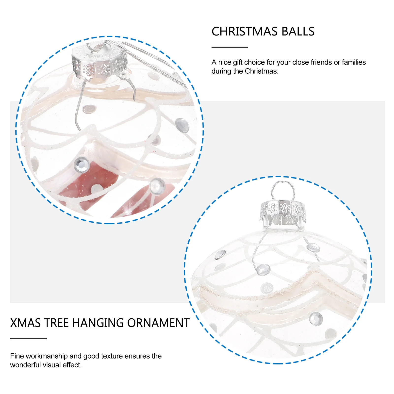 

1Pcs Xmas Balls Chic Glass Pendant for Christmas Tree Hanging Decor Creative Holiday Ornament Long-Lasting Design