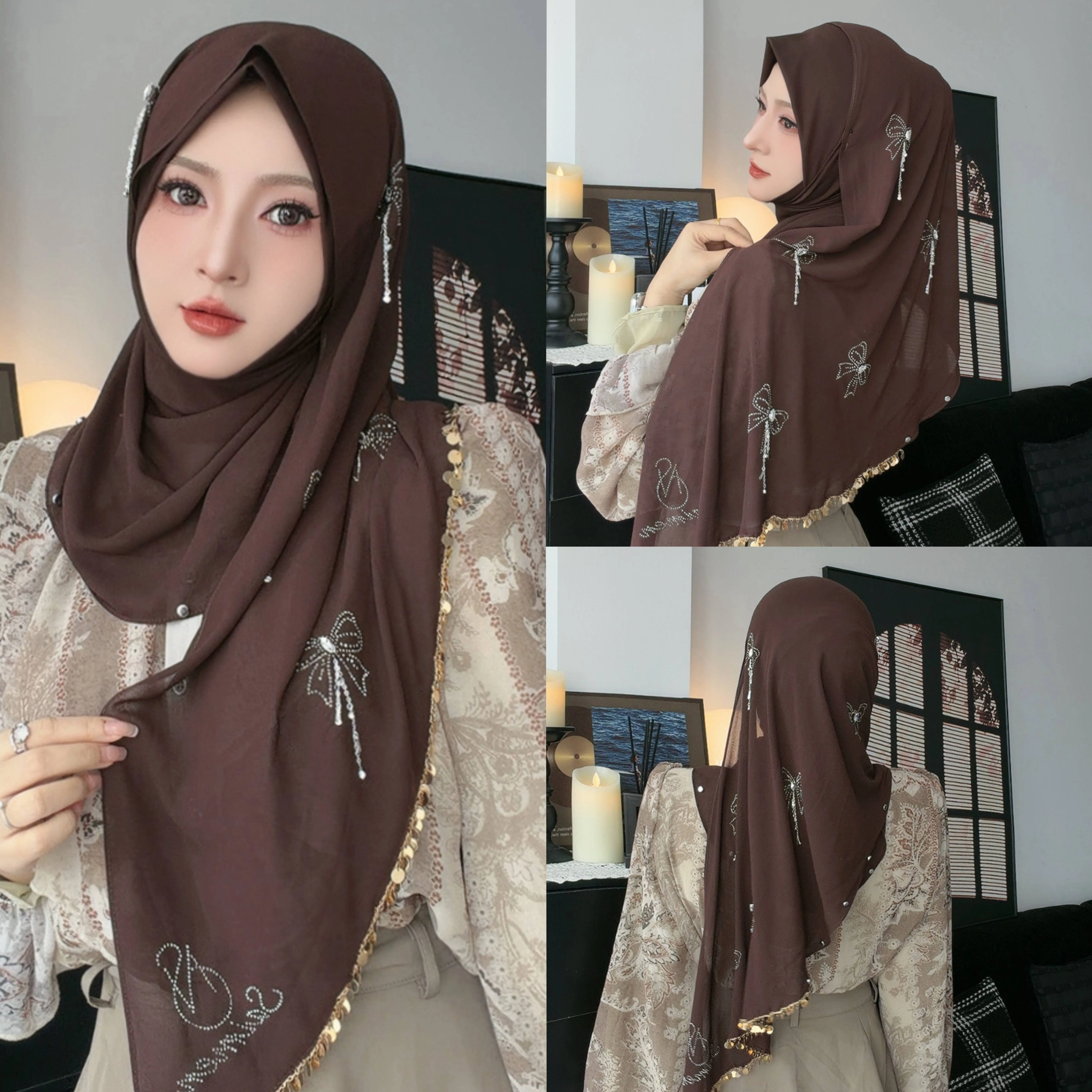 2026 Luxury Fashion Lady Muslim Fashion Wraps Hijabs