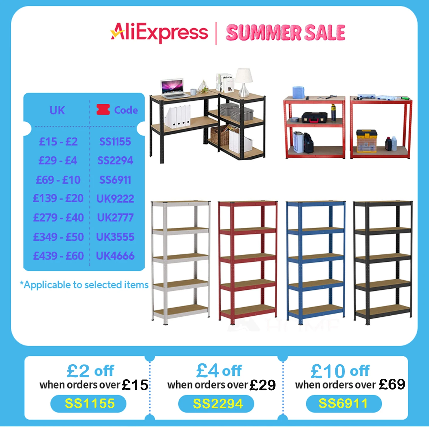 5 Tier Metel Garage Shelf Unit 150x70x30cm, Heavy Duty, Boltless Design, for Warehouse Workshop Office, 875kg Total Capacity