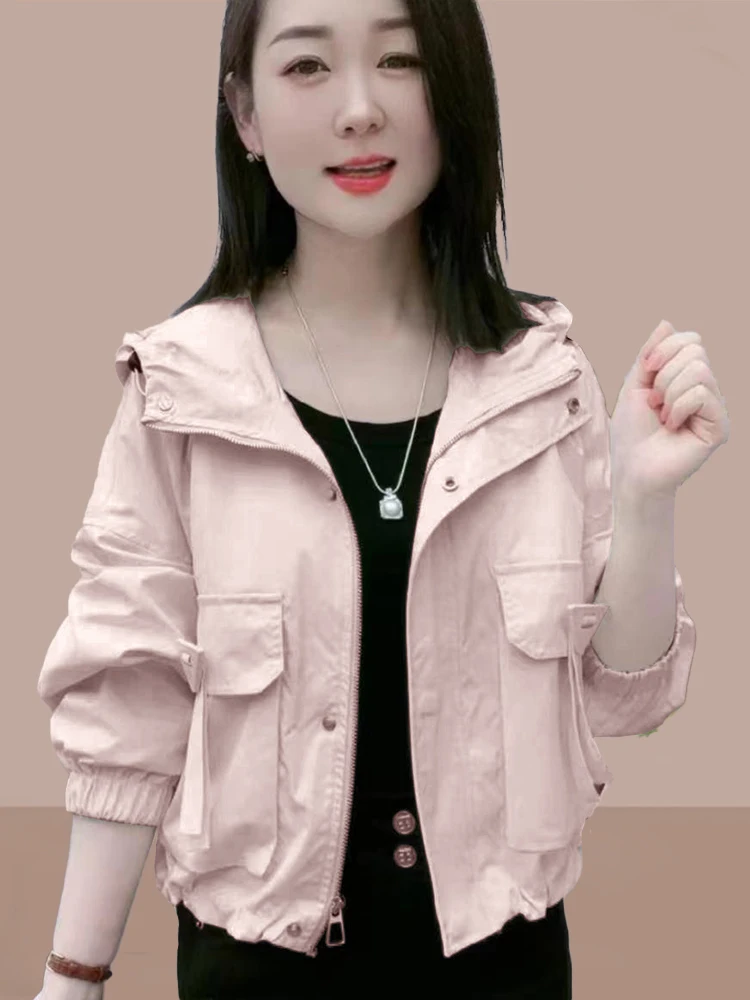 

Модная повседневная куртка с капюшоном для женщин, весна-осень, новая, стильная, с эффектом омоложения, высококачественная.