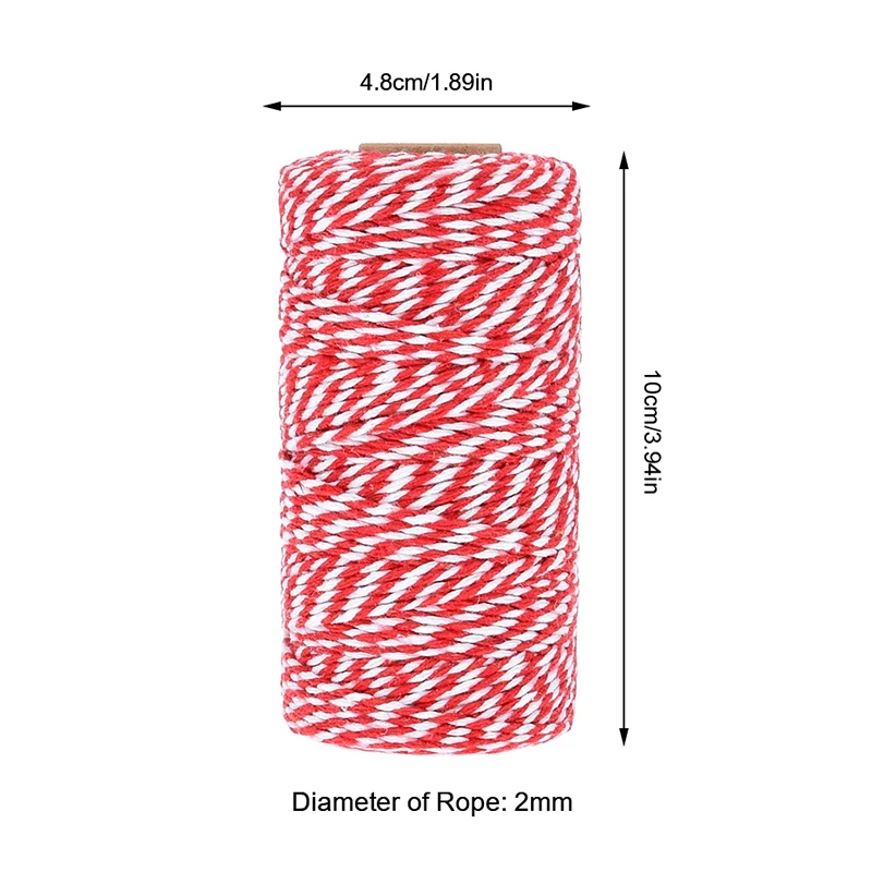1Rol 100M Bakkers Touwtouw Katoenen Koorden Touw 2Mm Voor Huisdecoratie Handgemaakt Kerstcadeau Verpakking Handwerk Diy Verpakking Cadeau