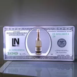 Custom Logo Rechargeable LED Lighted US dollar Bottle Presenter Black Card Glorifier VIP Sign for Wedding Birthday Party Light