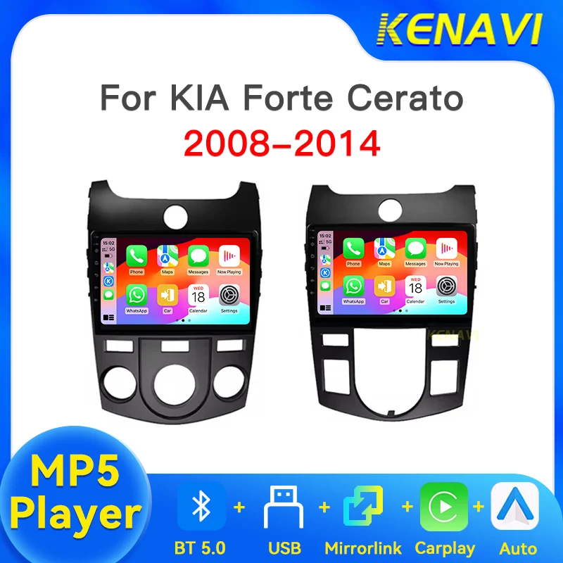 Car Stereo Radio Touch Screen For KIA Forte Cerato 2008-2014 Wireless Carplay Android Auto BT USB FM RDS MP5 Multimedia Player