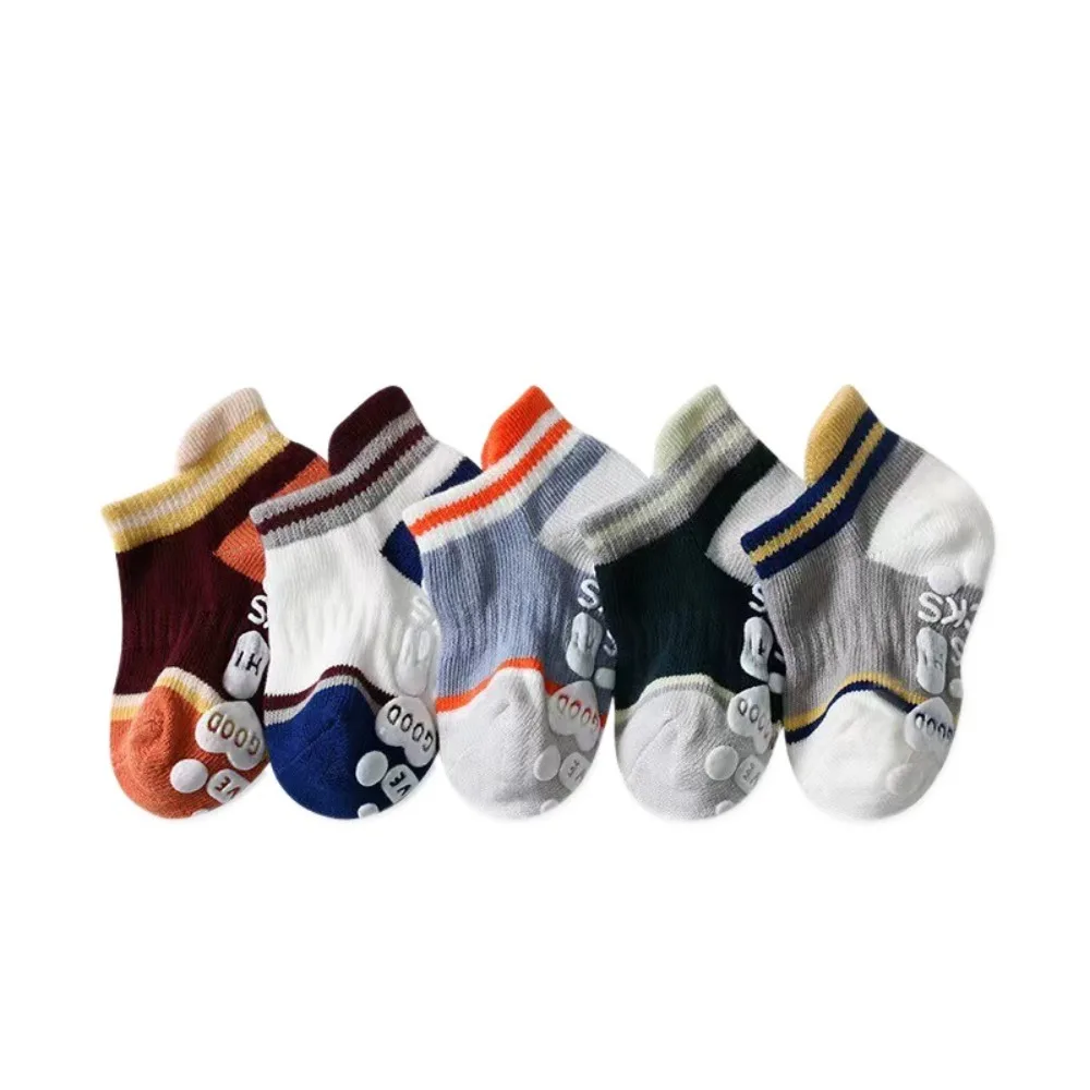 

5Pairs Creative Cotton Baby Floor Socks Letter Short Tube Kids Ankle Sock Hosiery Non-slip Toddle Walking Socks Streetwear