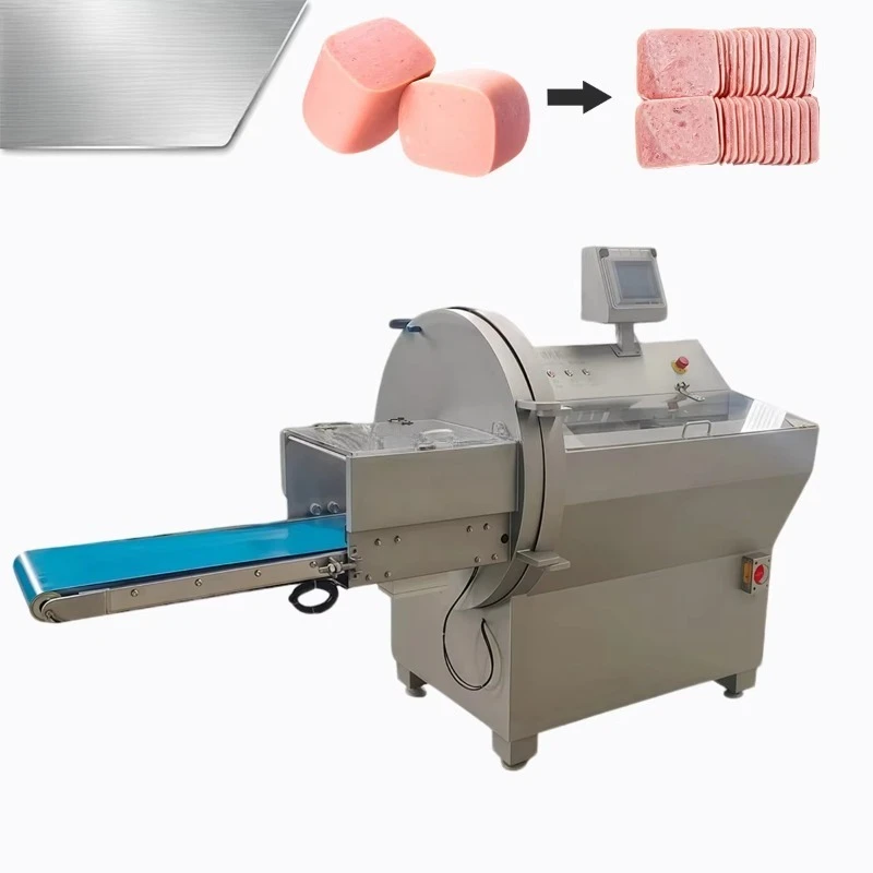 Frozen Beef Slicer Adjustable Cutting Thickness Industrial Large Meat Cutter Machine With Portion Conveyor Customized