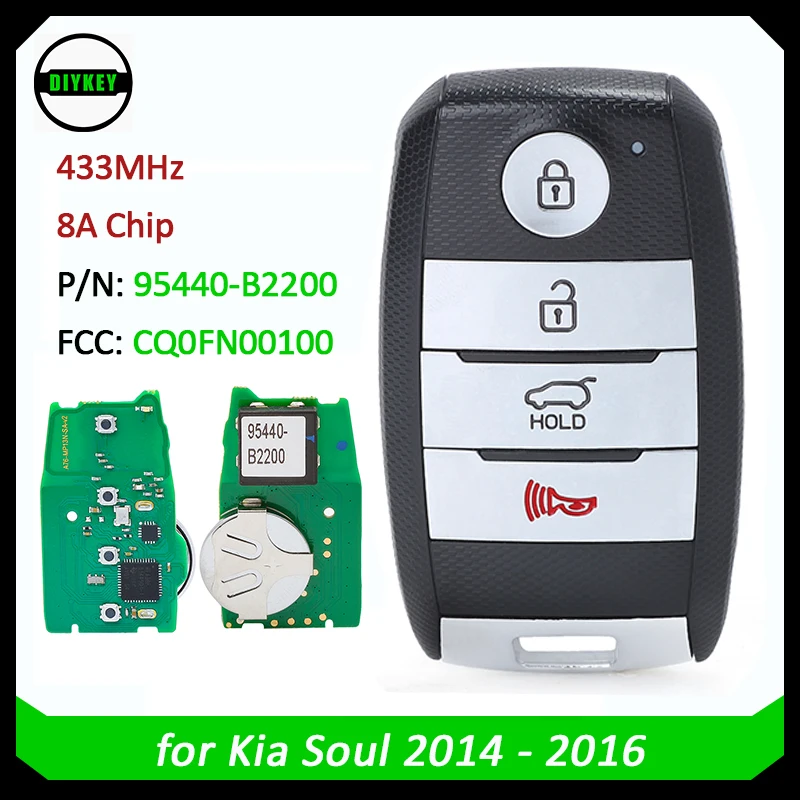 

DIYKEY 95440-B2200 Smart Keyless Remote Key Fob For KIA Soul 2014 2015 2016 Remote Fob 433MHz FCC ID: CQ0FN00100