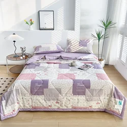 Fashions Floral Plaid Summer Quilts Country Farmhouse Patchwork 100% Cotton Reversible Bedding Set Air Conditioning Comforter