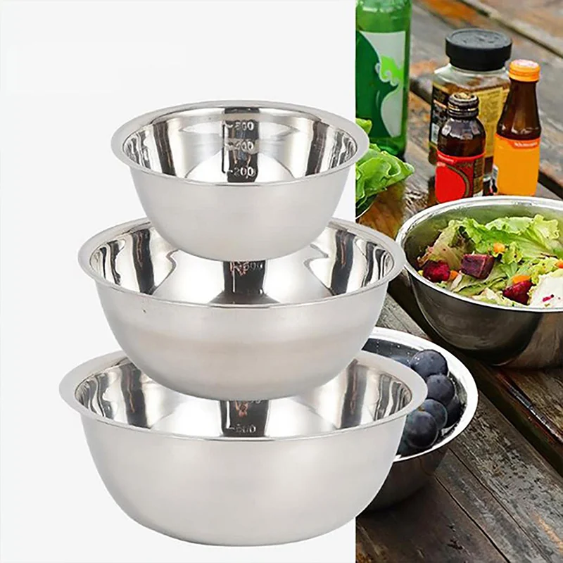 Stainless Steel Mixing Bowls Non Slip Nesting Whisking Bowls Kitchen Tableware Mixing Bowls For Salad Cooking Baking 16/20/22cm