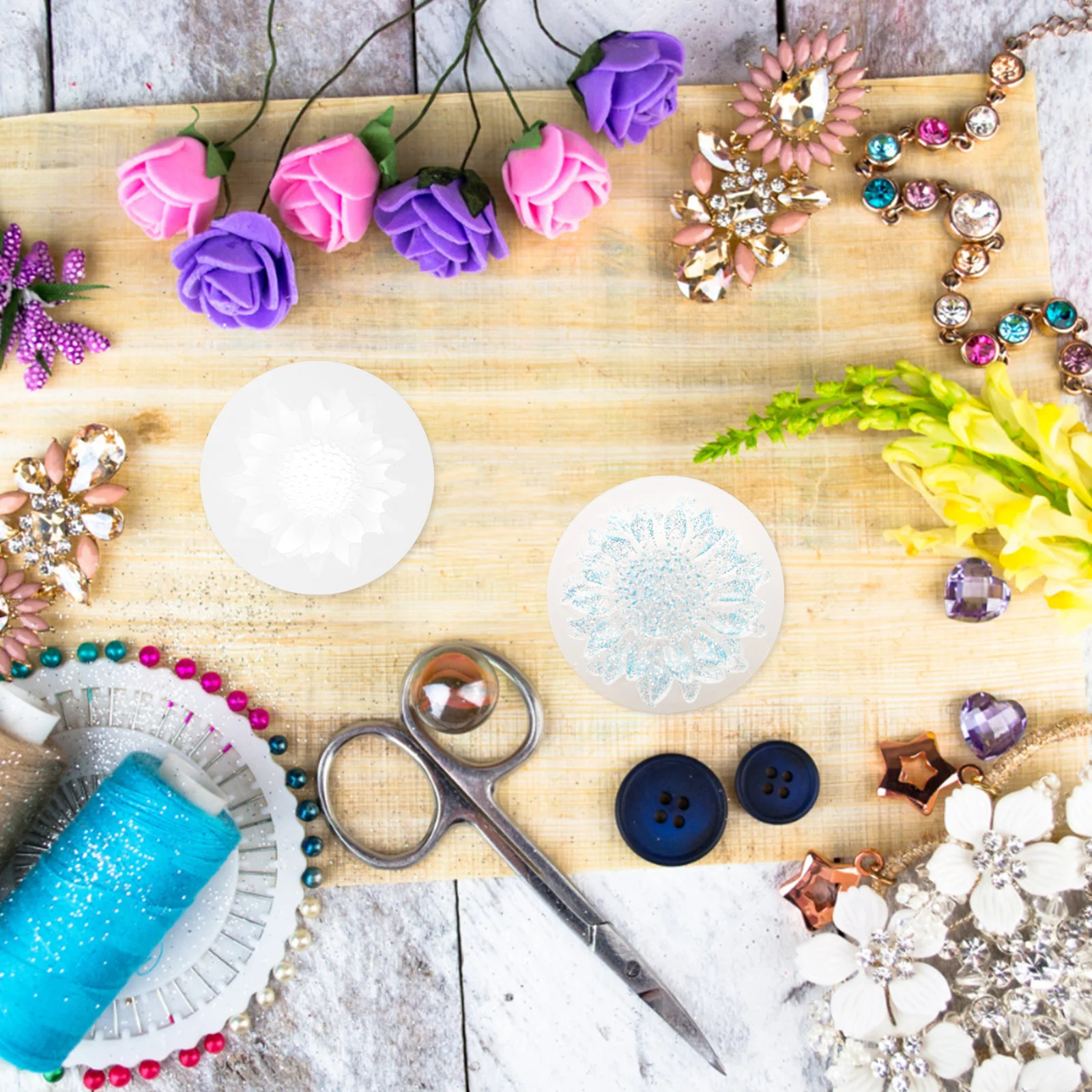 

6Pcs Flower Resin Mould DIY Accessories Crystal Drop Mold Epoxy Craft Ornament Silicone Moulds 3D Flower Silicone Mold