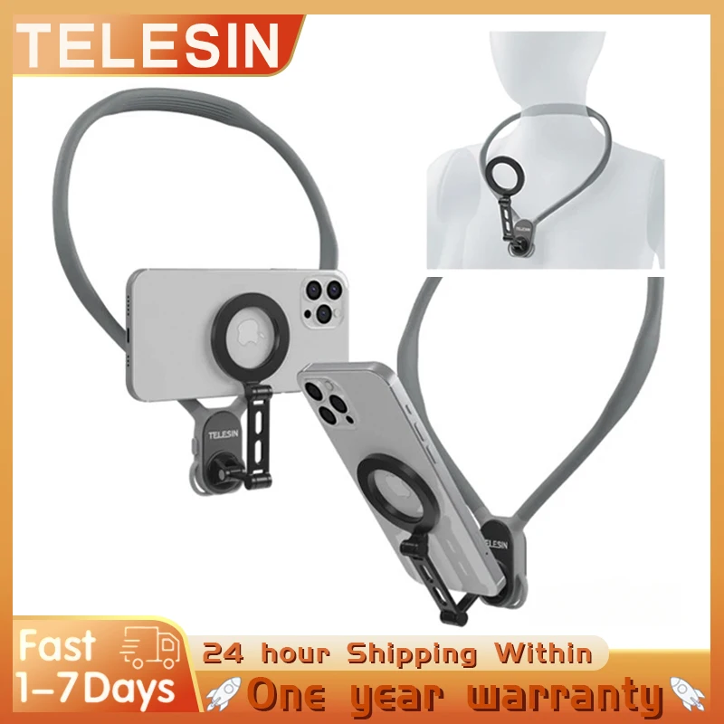 

TELESIN Max Magnetic Neck Mount Silicone Quick Release Hold for Iphone 15 14 13 12 11 10 SAMSUNG HUAWEI XIAOMI Phone Accessories