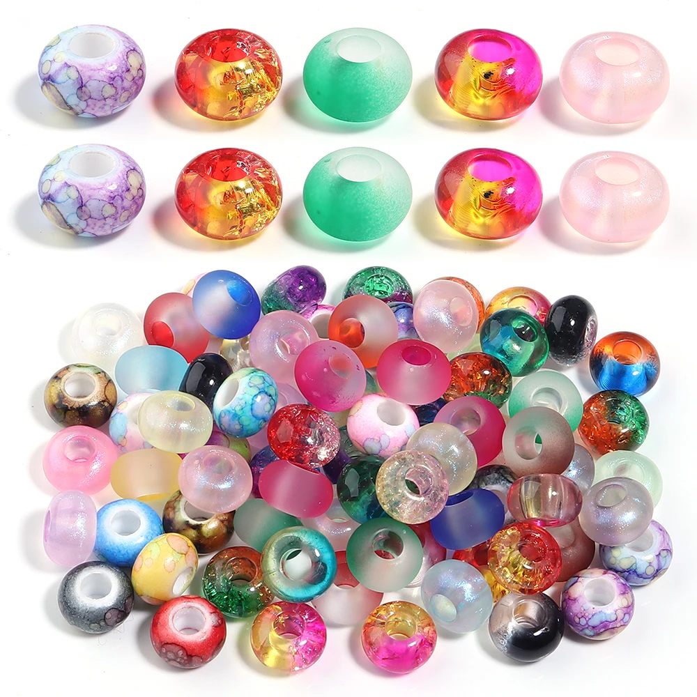 ﻿ 30Pcs/Lot 14x8.5mm Abacus Big Hole Beads Bucket Acrylic Loose Bead For Handmade Bracelet Jewelry Making DIY Accessories