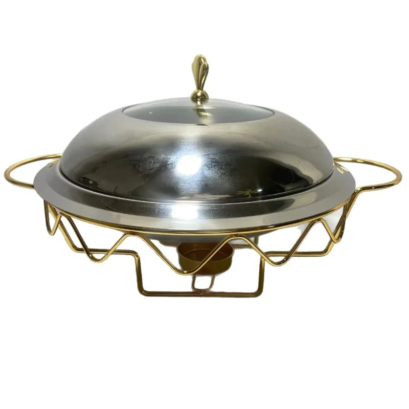

Round gold ceramic pot light luxury tableware high value hotel dry soup boiler stainless steel