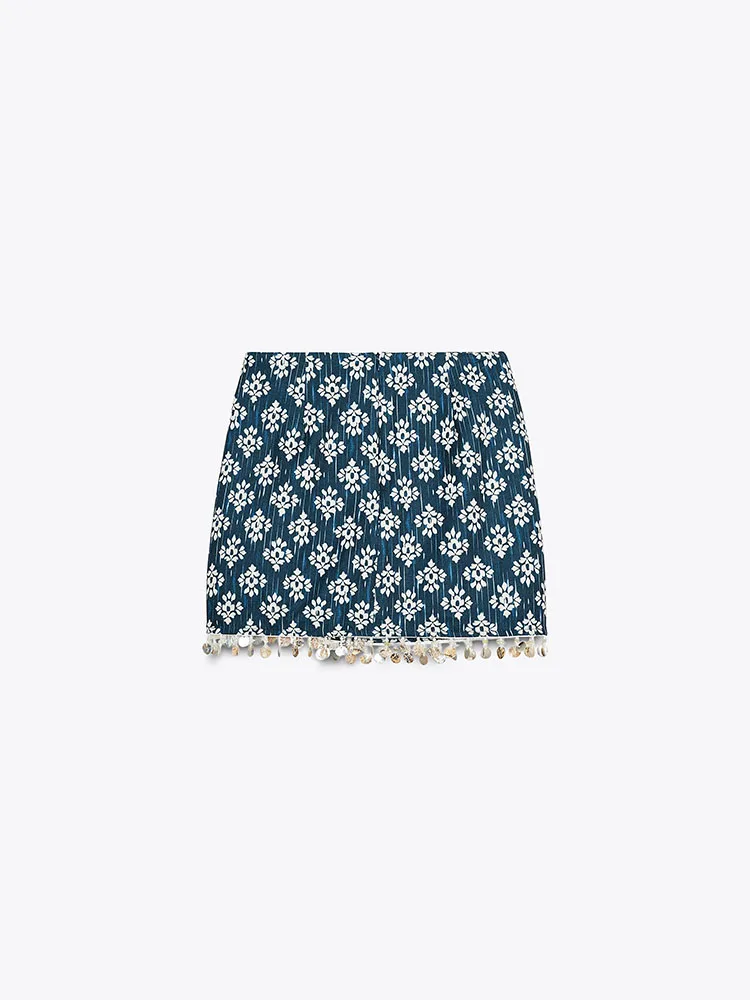 

Summer New Women's High Waist Casual Beaded Print Versatile Skirt Pants Ethnic Stage Costume Ladies Premium Faionable