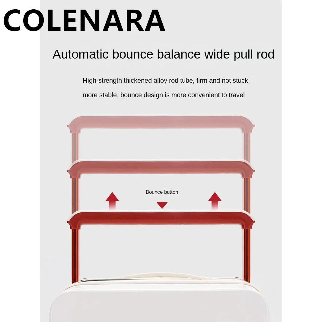 COLENARA Luggage New PC Boarding Box 20"22"24 Inch Trolley Case USB Charging Password Box with Cup Holder Rolling Suitcase