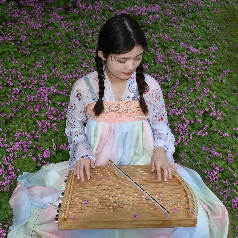 Portable Small Guzheng 21 String Paulownia Wood Professional Guzheng Finger Trainer Beginner Zither Chinese Musical Instrument