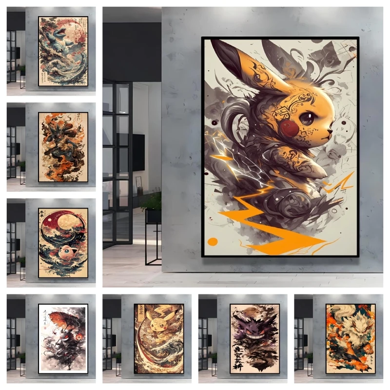 

Pokemon Themed Decorative Painting Vividly Presents Cartoon Characters Pikachu Bringing A Lively and Artistic Atmosphere To Home