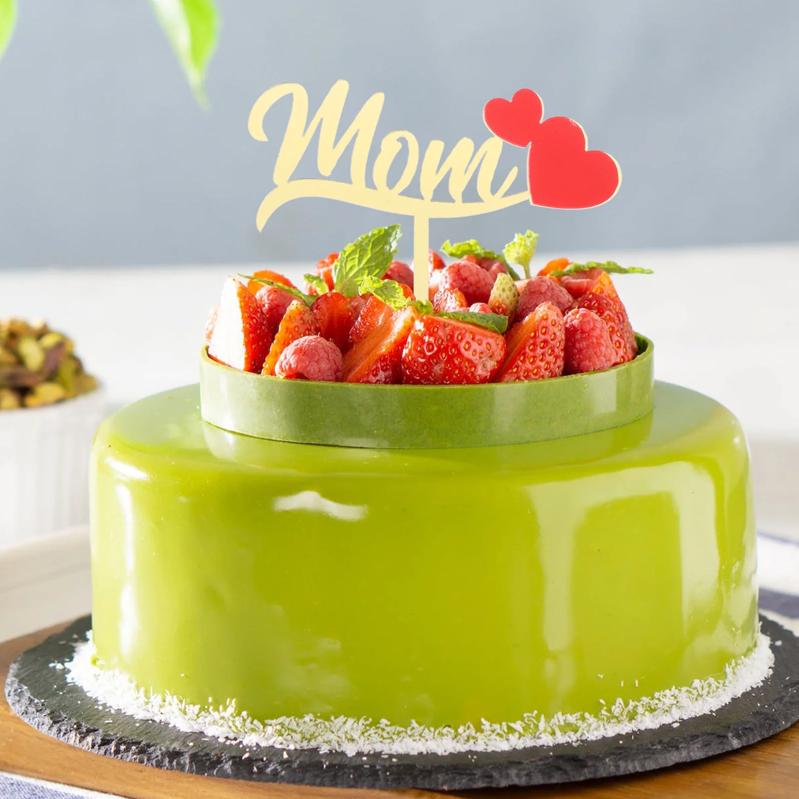 

10 Pcs Mother's Cake Inserts Bouquet Topper Happy Birthday Mom Decoration Acrylic Cupcake Toppers Paper