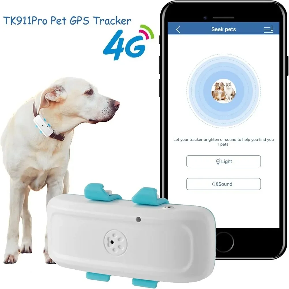 4G Dog GPS Tracker Free APP Real-time Positioning Smart Cat Dog GPS Pet Tracker with Sound/light for Find Device Function