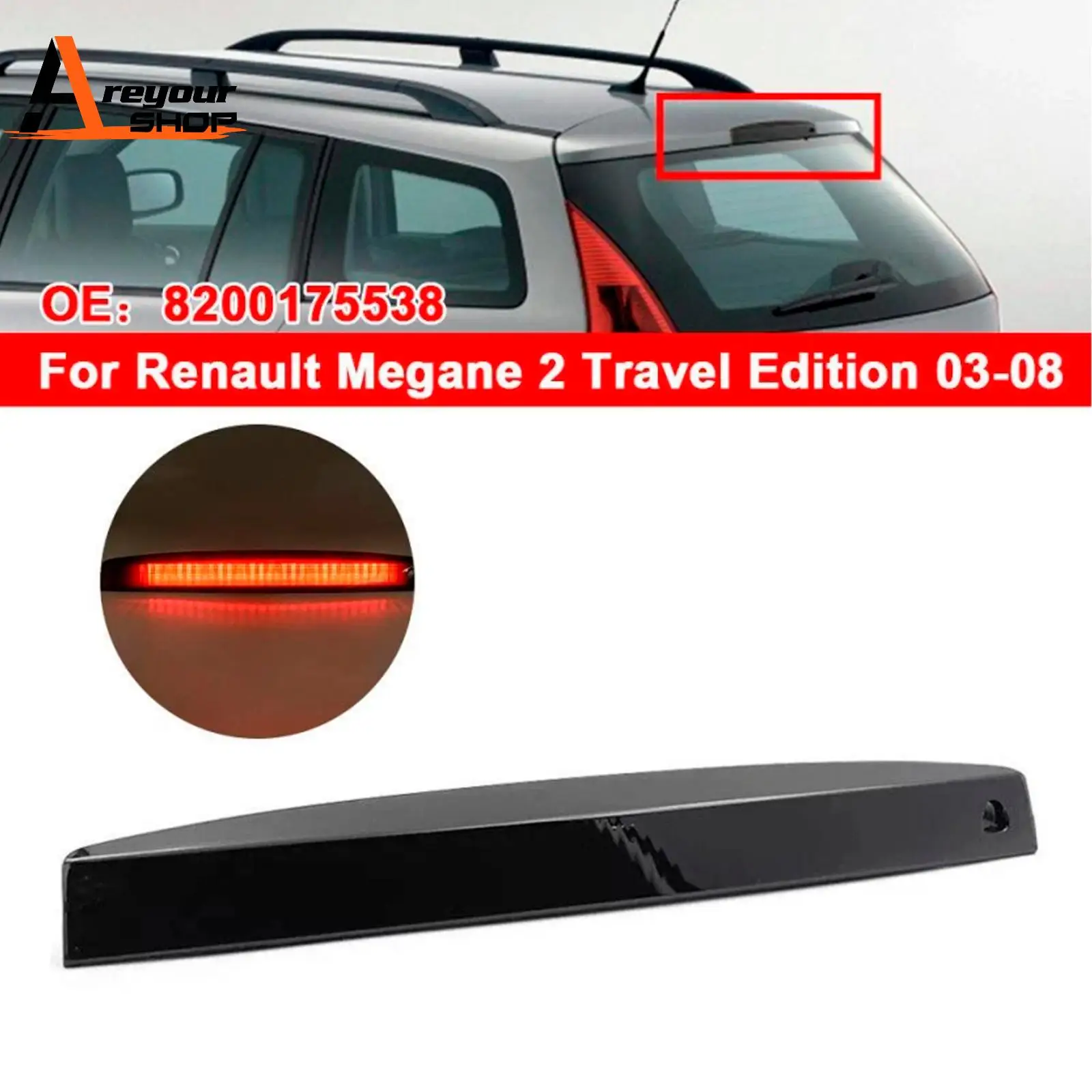

Black Lens Rear Third Brake Stop Light for Renault Megane MK II Estate 03-08
