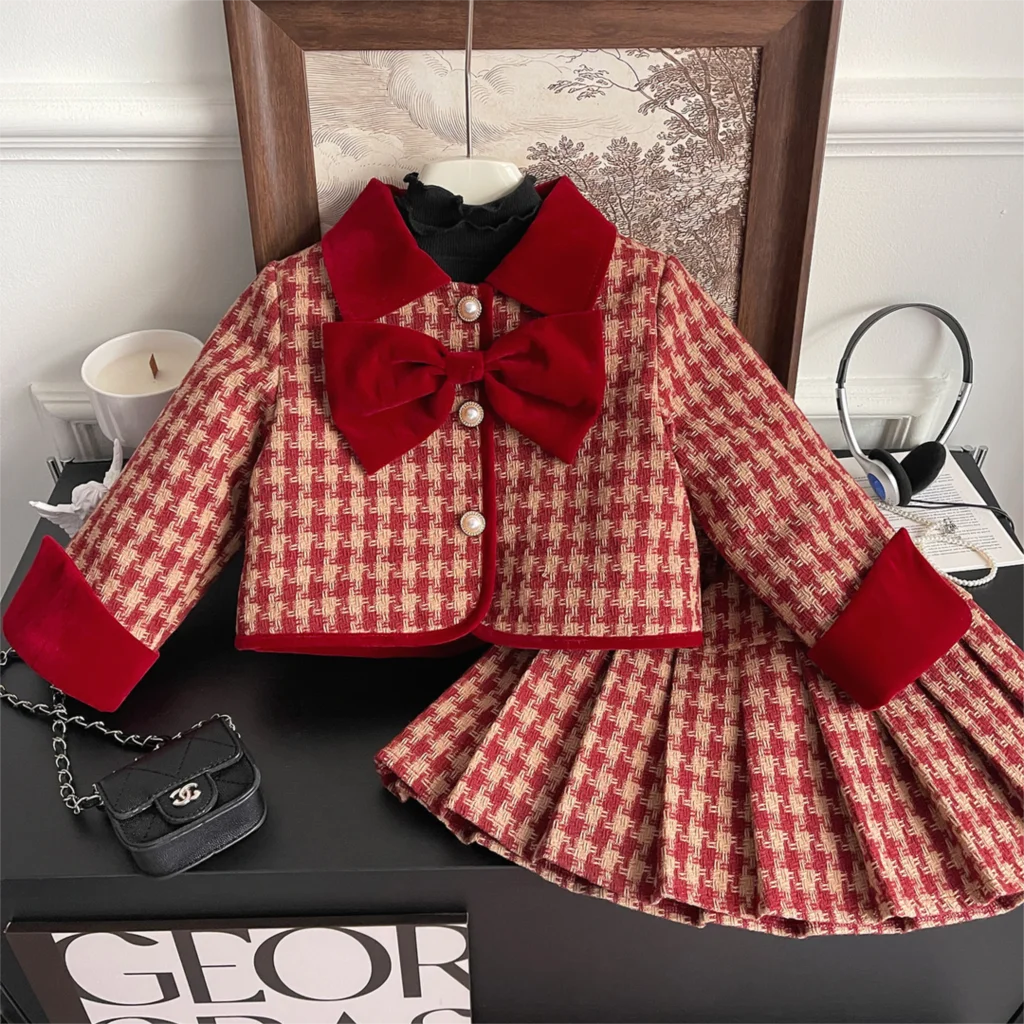 

Design winter baby girls clothes set padded cotton coat+skirts 2pcs kids suit outfits roupas menina 2-9 conjunto roupa de menina